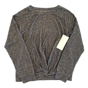 NWT Z by Zella Knot Front Long Sleeve Top, Dark Gray, Girls Size 10/12